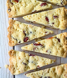 Triangular slices of Cranberry Orange Shortbread.