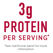 Three grams protein per serving seal.