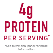 Four grams protein per serving seal.