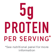 Five Grams Protein per serving seal.