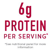 Six grams protein per serving seal.