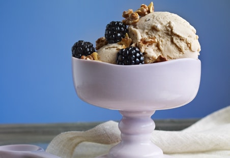 Brown Butter Walnut Ice Cream with Black Pepper & Blackberries