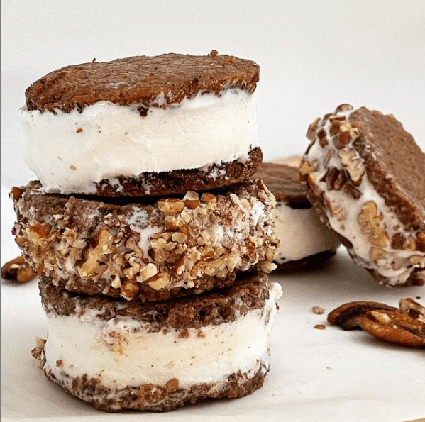 Stack of Butter Pecan Ice cream Sandwiches.