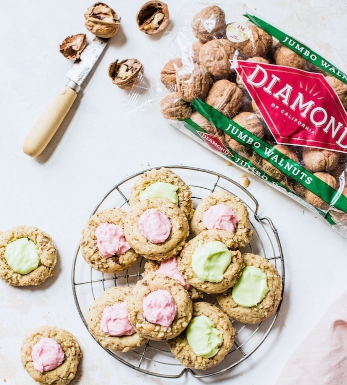 Buttercream Walnut Thumbprint Cookies