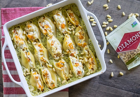 Butternut Squash Shells with Pesto Cream Sauce