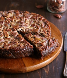 Slice being taken out of Pecan Pie Brownies.