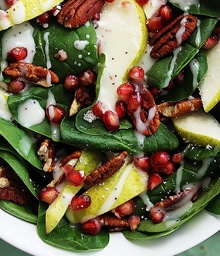 Close-up of Creme De La Crumb Pomegranate Salad.