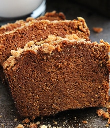 Slices of Pumpkin Streusel Bread.