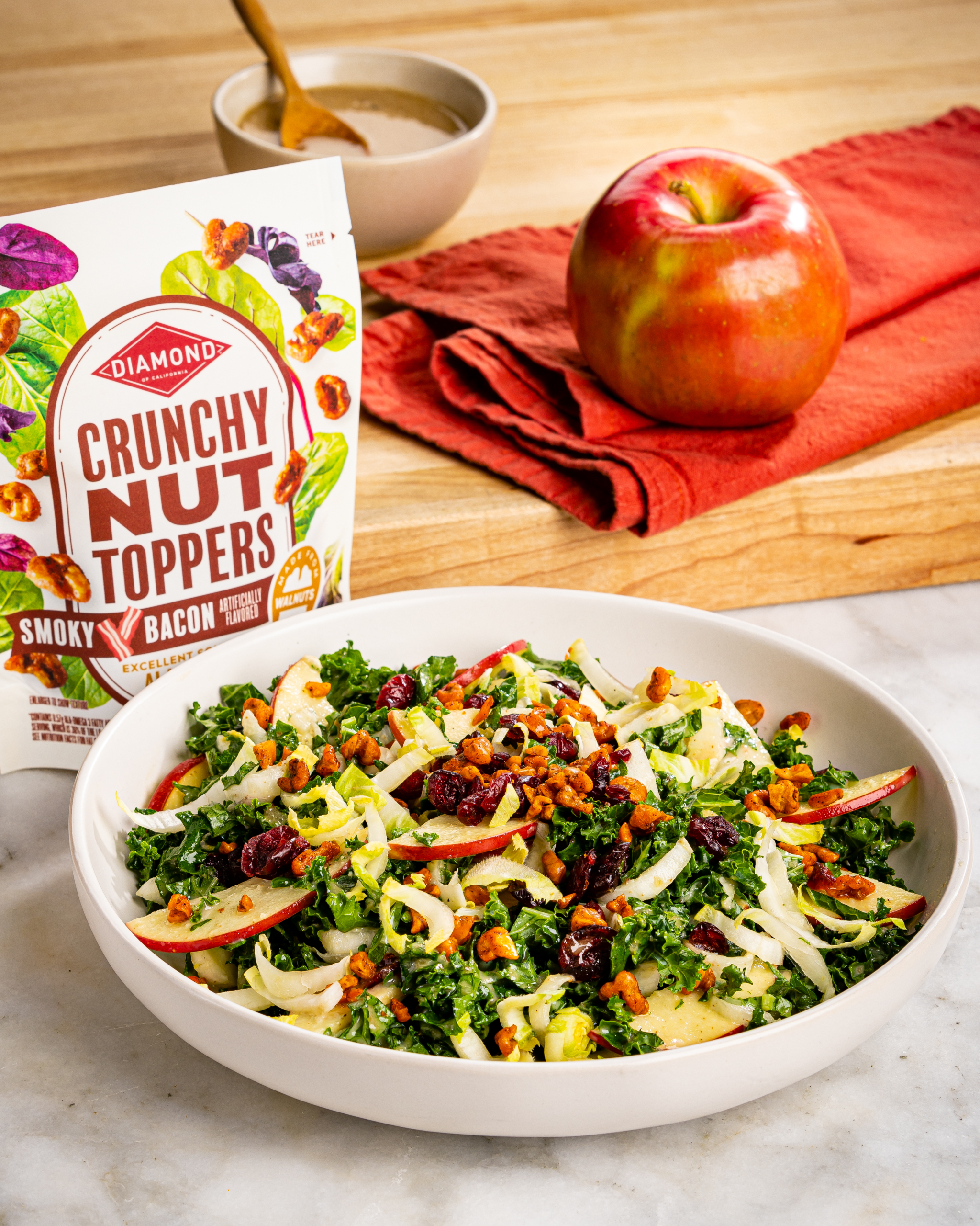 Kale, Apple & Bacon-Flavored Walnut Salad