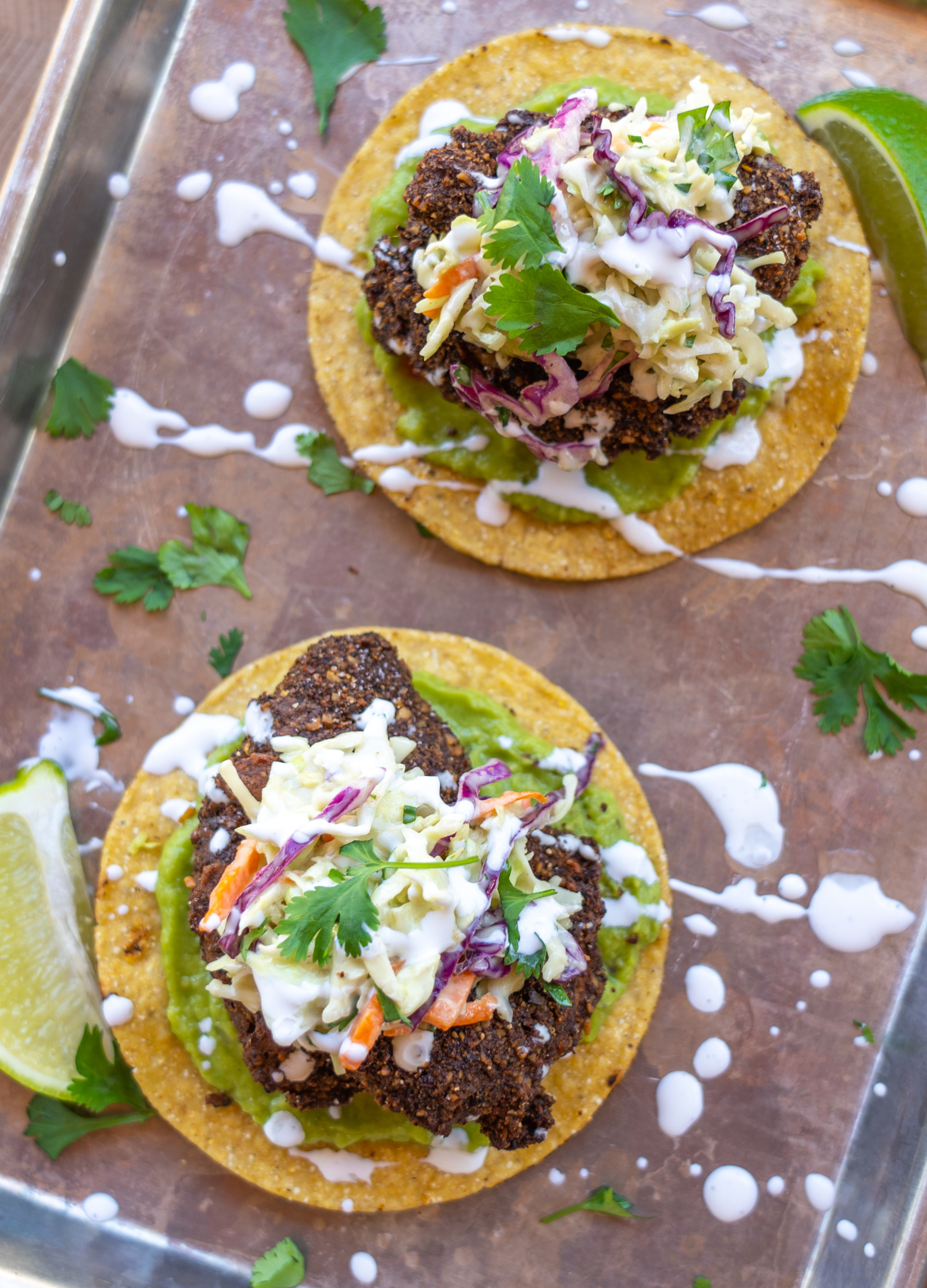 Tilapia Tostada with Diamond of California Crunchy Nut Coating