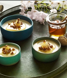 Three dishes of Greek Yogurt Panna Cotta.