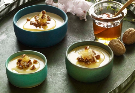 Greek Yogurt and Walnut Half & Half Panna Cotta