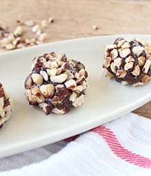 Plate of Hazelnut Brazilian Brigadeiro Balls.