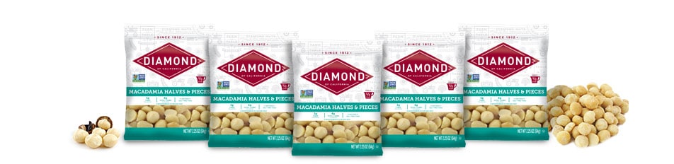 Five bags of Diamond macadamia nuts.