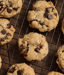 Messy Baker's Brown Butter Cookies on a cooling rack.