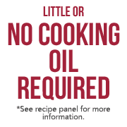 Little or No Cooking Oil Required badge.