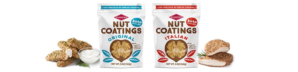Packages of Diamond Nuts nut coatings.