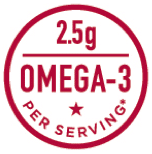 Two and a half grams omega-three per serving seal.