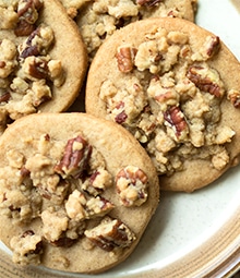 Plate of Pecan Streusel Spice Cookies.