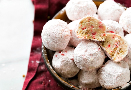 Peppermint Pecan Snowball Cookies