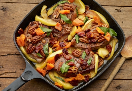 Pork Chops with Pecans, Sage and Fall Fruit