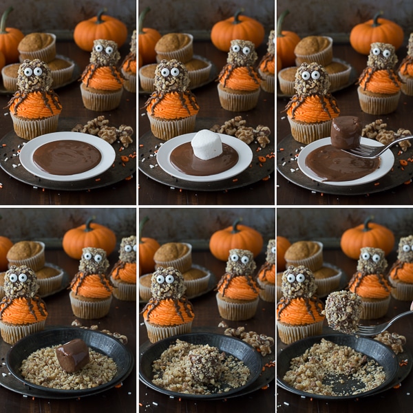 Pumpkin-Walnut-Spider-Cupcakes-Collage-2