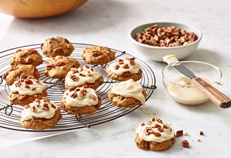 Pumpkin- Pecan Softies with Maple Icing