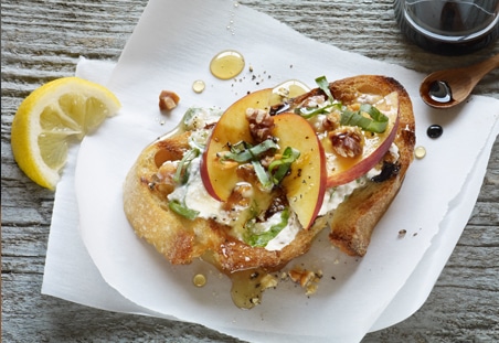 Ricotta-Walnut-Peach Bruschetta