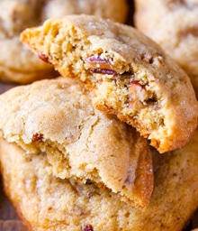 Sally's Baking Butter Pecan Cookies with bites taken out.