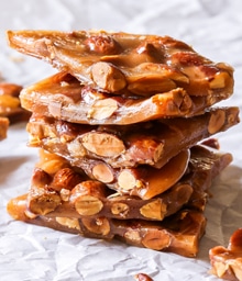 Stack of Cinnamon Almond Toffee Pieces.