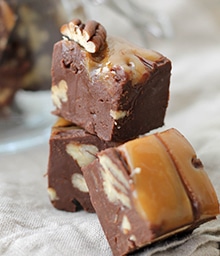 Chunks of Pecan Turtle Fudge.