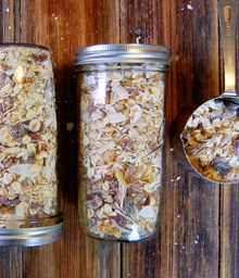 Jars filled with Uproot from Oregon's Breakfast Muesli.
