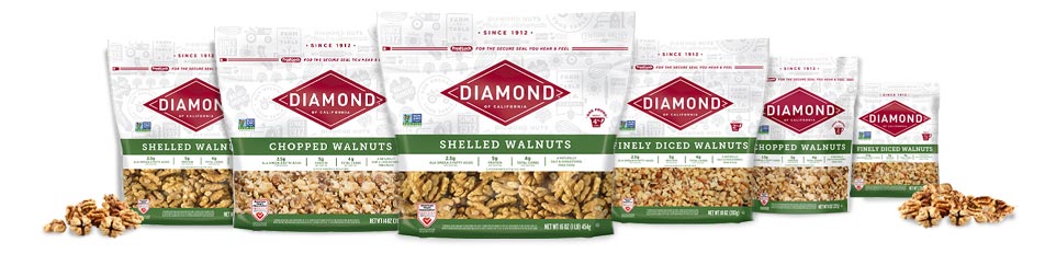 Line-up of Diamond walnut products.