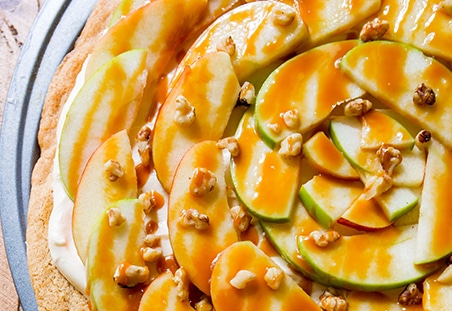 Apple Dessert Pizza with Caramel Cream Cheese Frosting