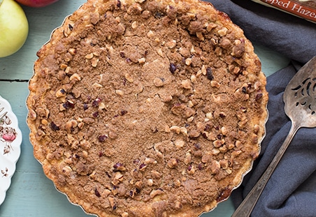 Apple Custard Pie with Hazelnut Streusel