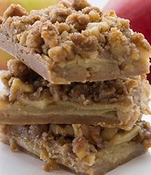 Stack of three Apple Pie Crumb Bars.