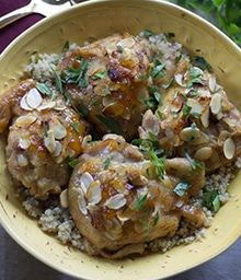 Plate of Apricot Almond Chicken.