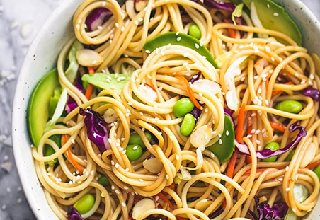 Asian Spaghetti Salad with Sesame Ginger Dressing