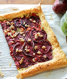 Beet, Gorgonzola, and Walnut Tart.