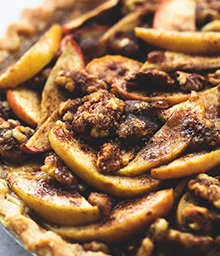 Close-up of Brown Sugar Walnut Apple Pie.