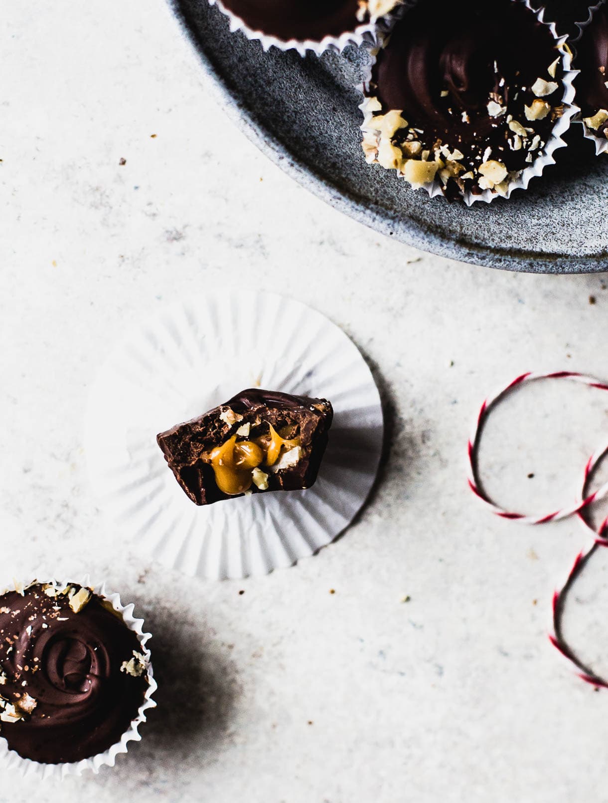 Mini Walnut Caramel Chocolate Cups