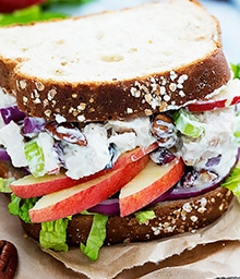 Fully loaded Apple Pecan Chicken Salad Sandwich.