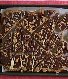 Tray of Chocolate Chip Cookie Bark.