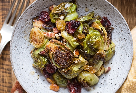 Apple Cider Glazed Crispy Brussels Sprouts