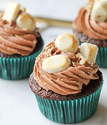 Chocolate Walnut Cupcakes with Chocolate Cinnamon Frosting.