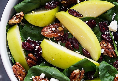 Apple Cherry Candied Pecan Salad with Sweet Balsamic Dressing