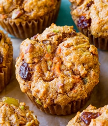 Close-up of Simple Morning Glory Muffins.