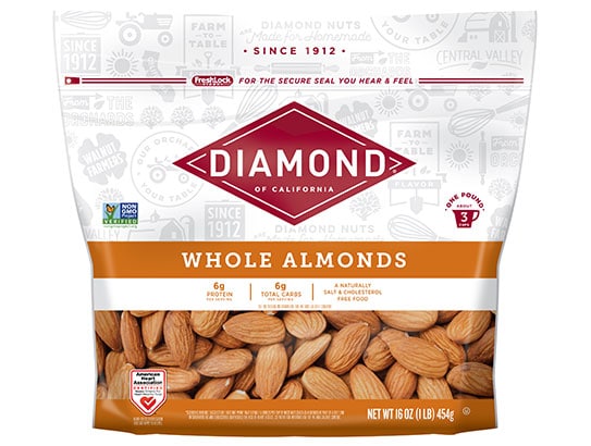 16 ounce bag of almonds from Diamond Nuts