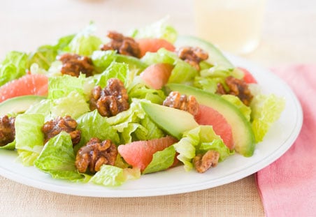 Avocado, Grapefruit And Glazed Walnut Salad