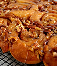 Tray of Diamond Nuts Domestic Rebel Cinnamon Pecan Sticky Buns.